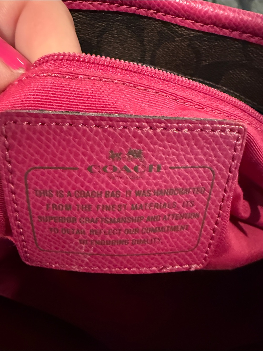 Coach Brown Signature Tote with Hot Pink Trim and Wallet - Picture 4 of 8